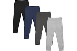 Resinta 4 Packs Toddler and Boys 100% Cotton Pants Kids Sport Pull on Jogger Pants 2T-6Year