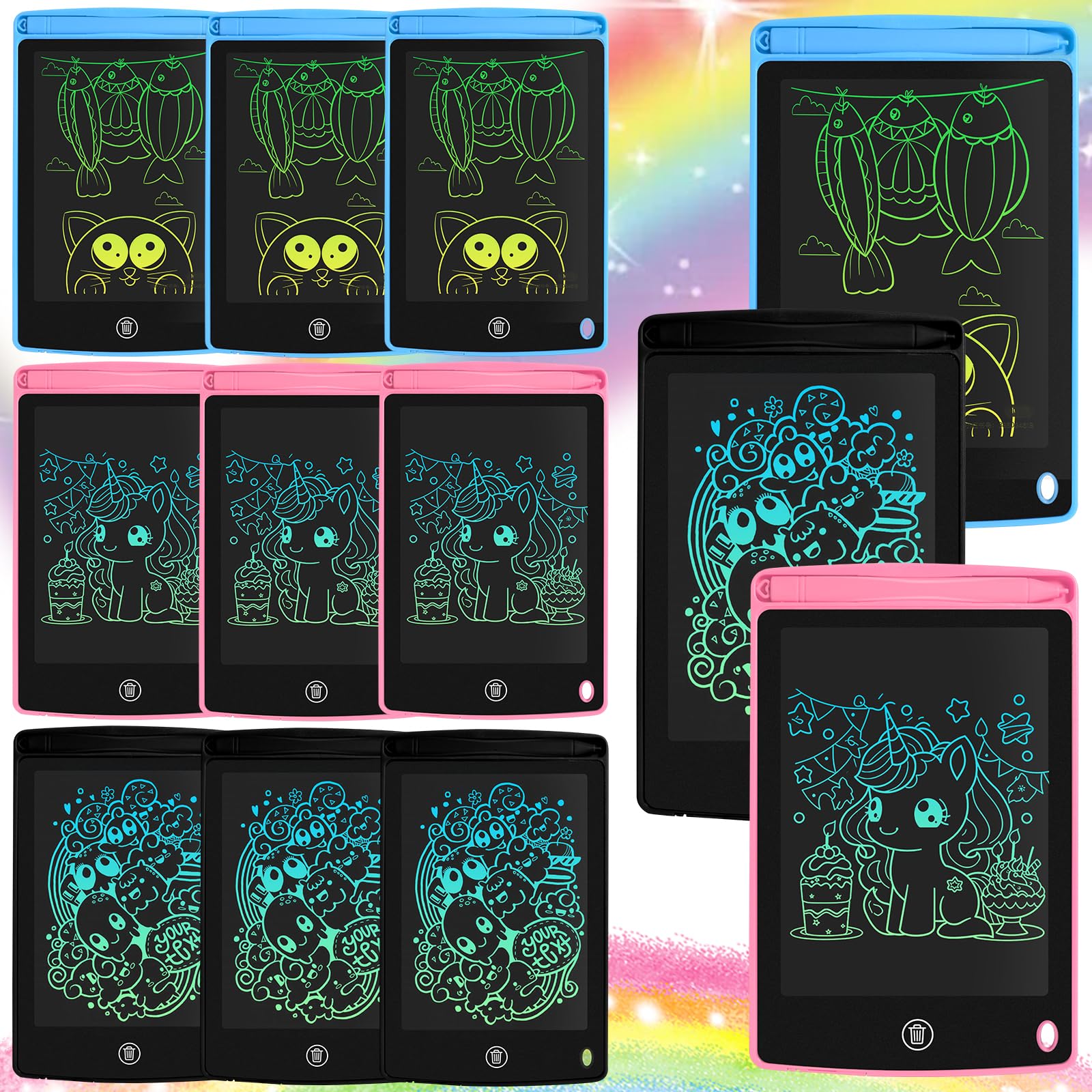 Photo 1 of 12 Pack LCD Writing Tablet for Kids 6.5 inch, Colorful Drawing Board with One-Click Erase, Lock, and Stylus, No Blue-ray Screen, Drawing Pad Toy for Ages 3-12 Boys and Girls Gifts (Pink, Blue, Black)