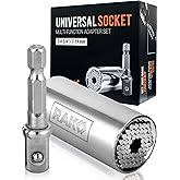RAK Super Universal Socket Tool, 7-19mm Universal Socket Wrench Set, Gator Grip with Power Drill Adapter Set, Valentine's Day Gift, Ideal Cool Gadgets for Birthday Gifts for Men Dad Husband