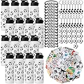 LemonRoad 164 Pcs Sports Party Favors Set 16 Plastic Cups 16 Charm Bracelets 16 Keychains 16 Mini Foam Stress Balls 100 Stickers for Sports Party Supplies(Soccer)