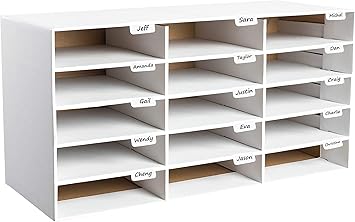 Amazon Com Adiroffice File Organizer Classroom Office Home Corrugated Cardboard 15 Slots White Office Products