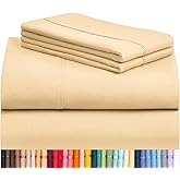 LuxClub 6 PC Queen Sheet Set, Sheets Queen Size, Deep Pockets 18" Eco Friendly Wrinkle Free Cooling Sheets Machine Washable Hotel Bedding Silky Soft - Yellow Queen