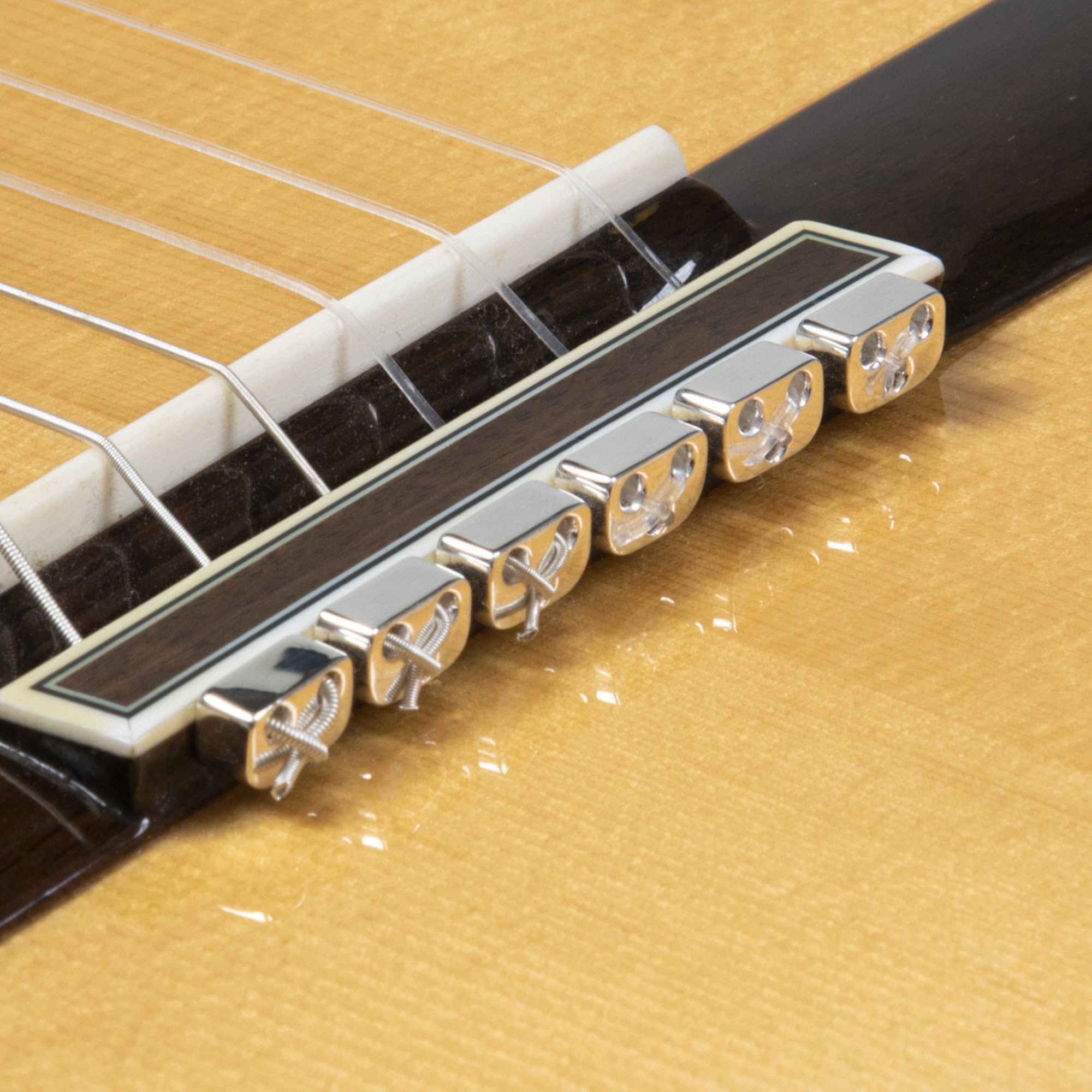 Classical Guitar Bridge Beads – Silver Metal Tie Blocks for Nylon Strings – Fits Flamenco Guitars by Alba GB