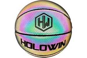 HW HOLOWIN Reflective Glowing Holographic Luminous Basket Ball for Night Game, Perfect HoloHoops Gifts Toys