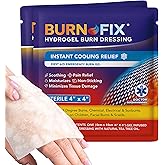 BurnFix® Burn Gel Pads 4x4 Hydrogel Dressing - Heat Sink™ Technology – Sterile with Tea Tree Oil – Instant Cooling for Sunburn, Kitchen, Chemical Burns – Non-Stick First Aid, Safe for Face & Kids (2)