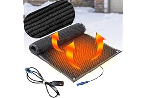 Baquler 1 Pcs 20 x 30 inch Heated Snow Ice Melting Mats Outdoor Winter Heated Ground Mat Slip Proof Melts up to 3 Inch/H for Stairs Steps Driveway Walkway Connection with 9.84 ft Power Cord, Black