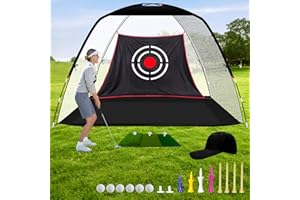 Gagalileo Golf Net: Backyard Practice Hitting Driving Training by Turf Mat Target Real Ball Indoor Outdoor Chipping Swing Gift for Golfers Dad Husband Men