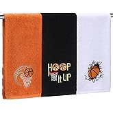 SmoothNovelty 3 Pcs Basketball Towel Basketball Hand Towels for Bathroom Soft Absorbent Sport Decorative Bath Dish Set for Gym Drying Cleaning Team Gifts, 14 x 30 Inches