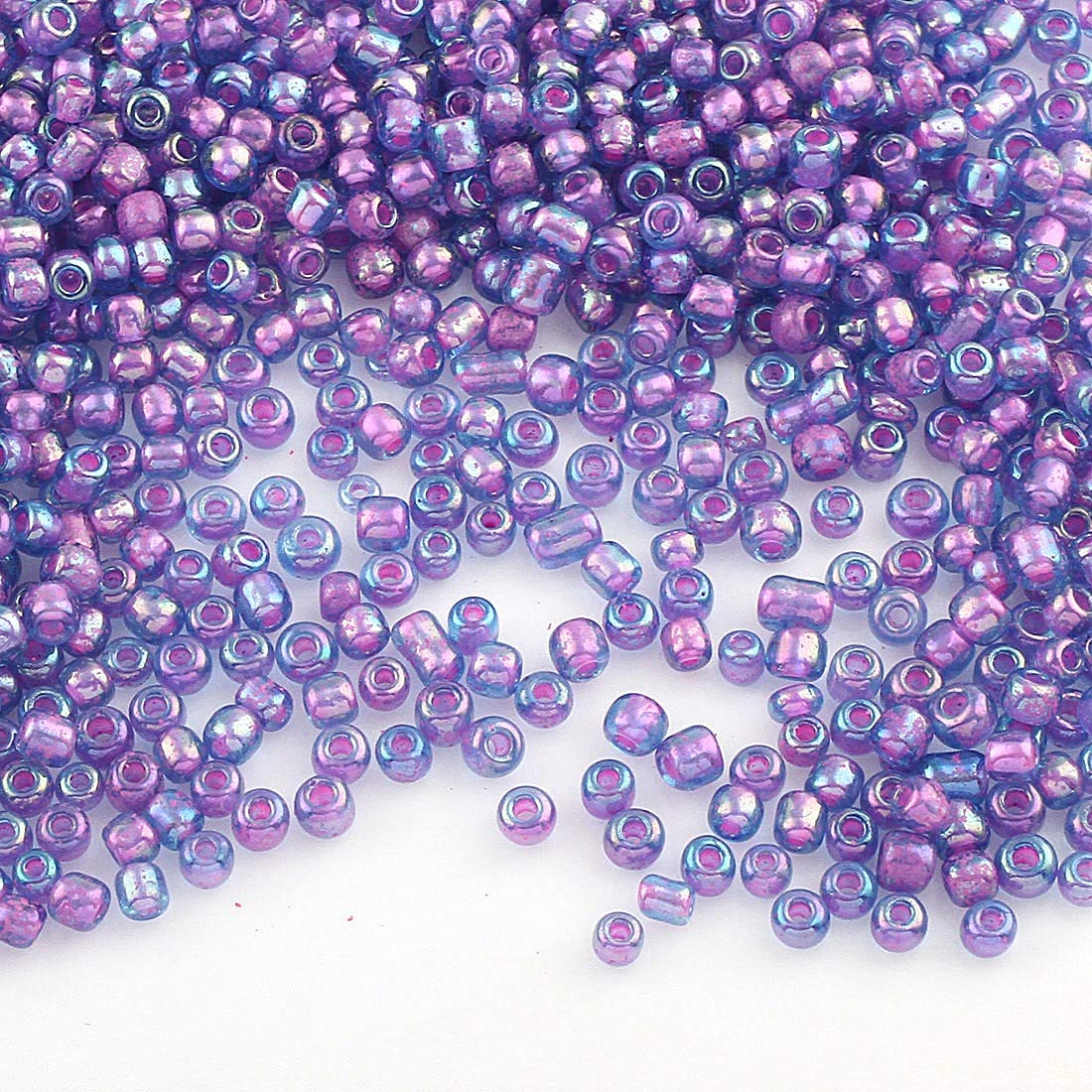 Perlin Seed Beads Glass Beads Indian Beads Seed Beads Pony Beads 3 mm Inner Colour Set 8 Colours 8/0 Mini Round Inside Colour Seed Beads 3300 Pieces (Purple)