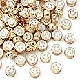 LiQunSweet 100 Pcs 8mm White Enamel Happy Face Loose Beads Smiling Face Beads for Bracelet DIY Jewelry Making