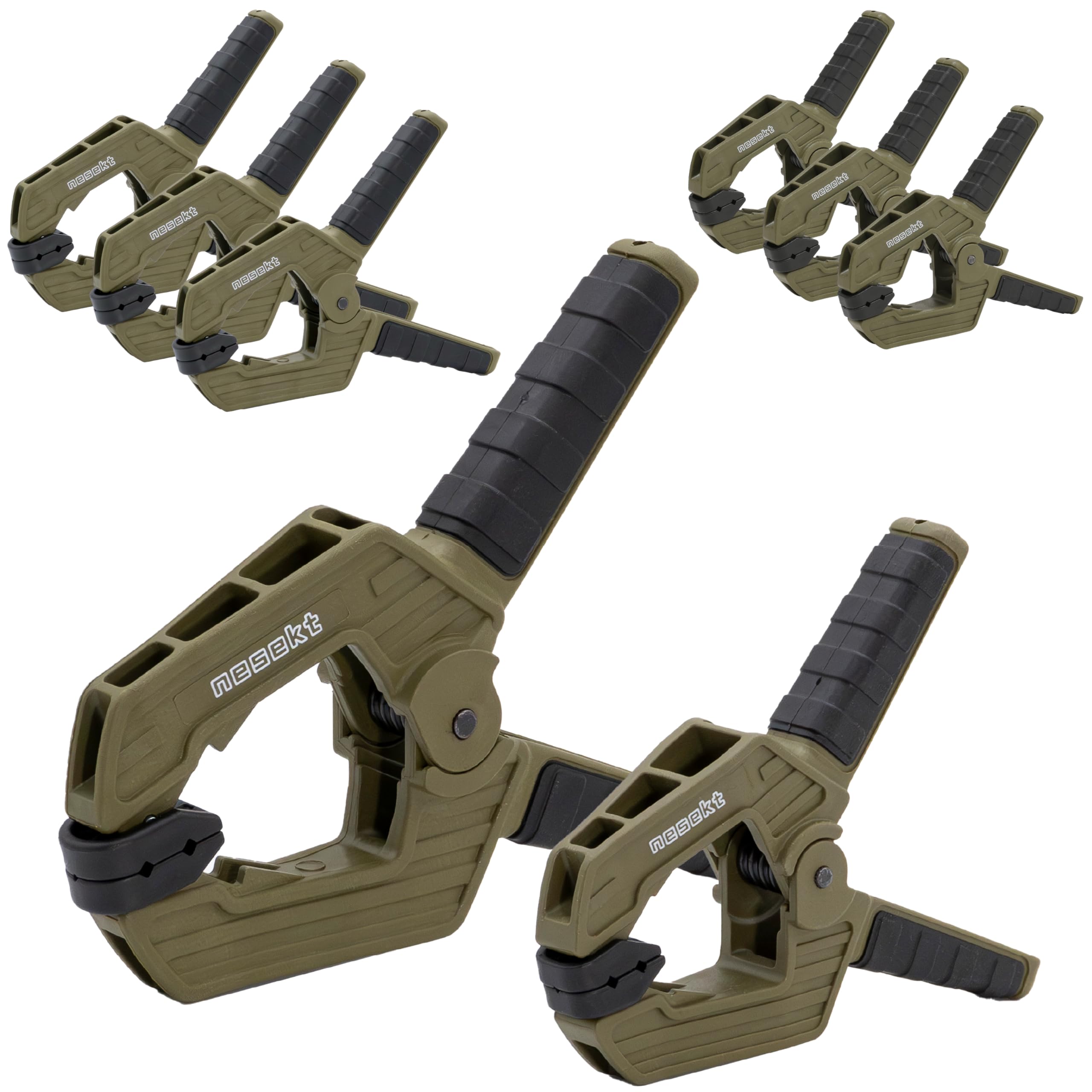 [ネセクト] スプリングクランプ 50mm(2インチ) ×4+76mm(3インチ) ×4 超強力 幅広フレキシブルパッド 木工DIY キャンプ タープ [日本企画3年保証] の商品画像