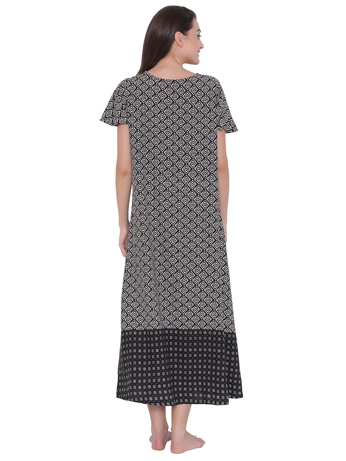 clovia womens cotton rich printed long nighty