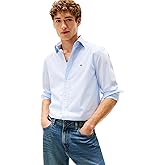 Tommy Hilfiger Mens Long Sleeve Poplin Shirts in Regular Fit, Men's Button Down Shirts, Also Available in Big and Tall