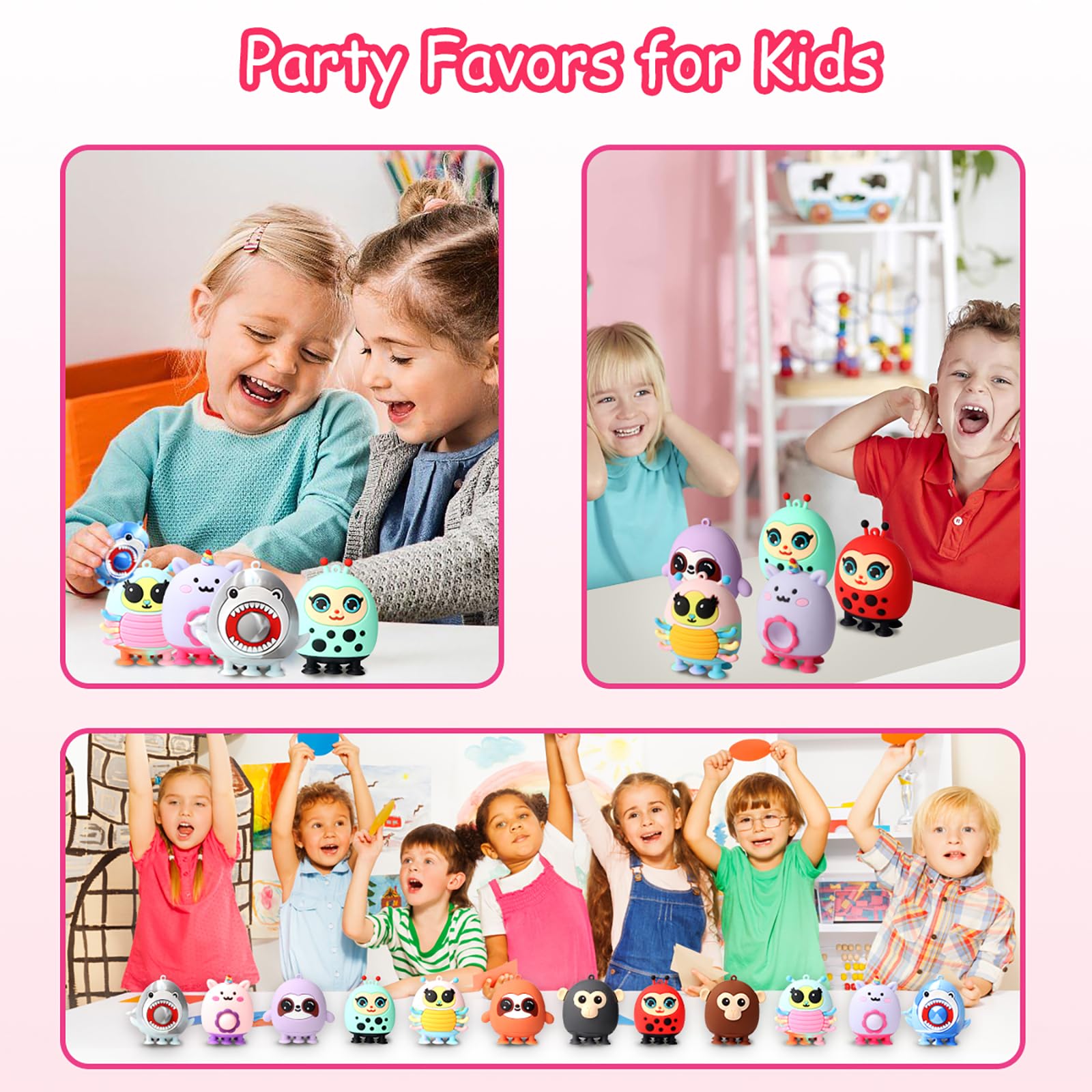 12 PCS Animal Suction Pop Fidget Toys, 3D Silicone Suction Toys for Kids, Fidgets Party Favors, Goodie Bags Stuffers, Pinata Stuffers, Carnival Prizes, Bulk Kids Prizes