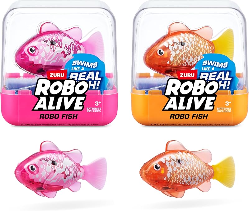 Robo Alive Series 3 Robotic Swimming Fish 2 Pack Pink Purple Battery Toy