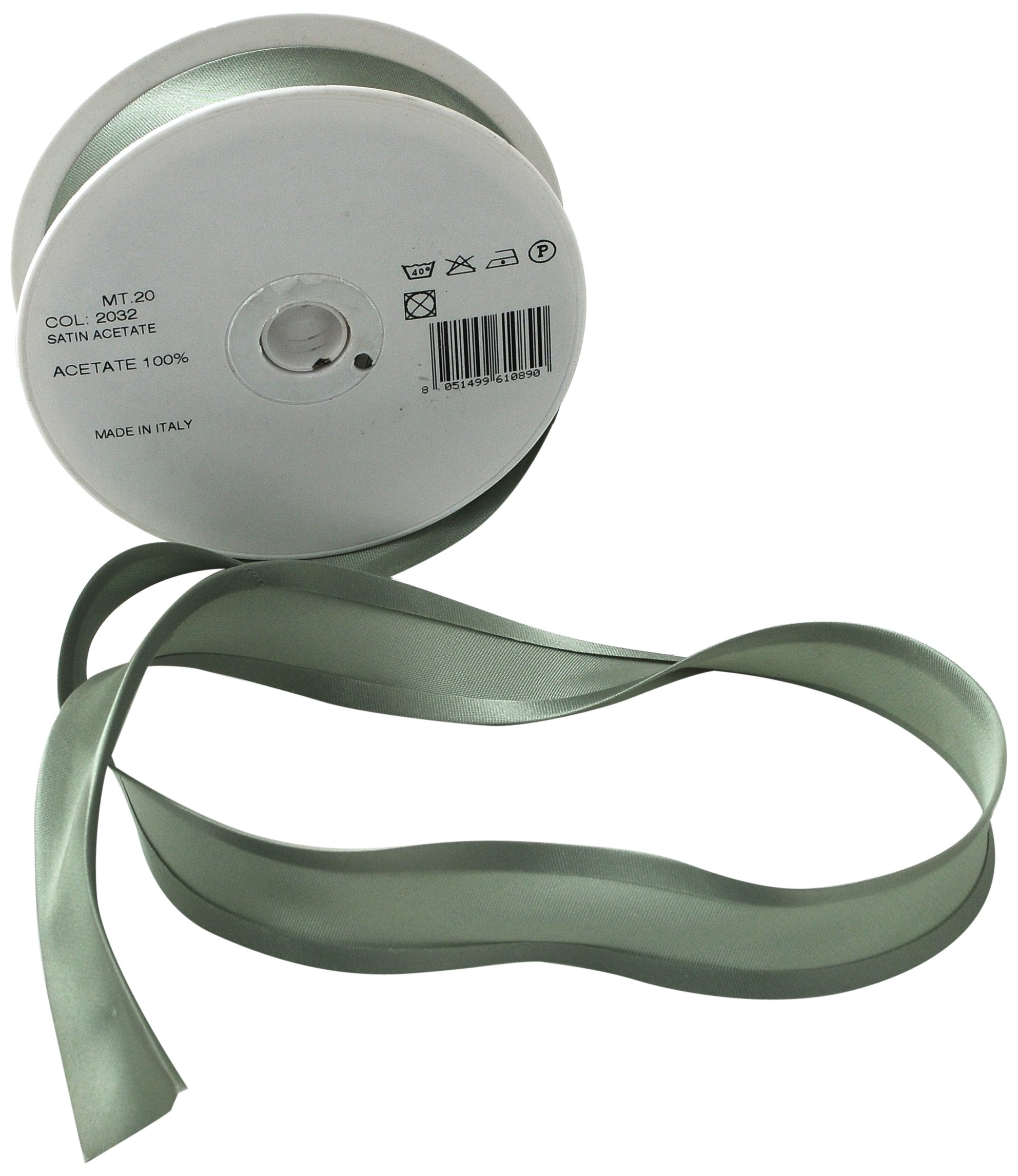 Inastri Trimz Acetate Satin Bias Binding Tape, 25mm Width, Olive (Color 2032) – Silky Double-Fold Edging for Dressmaking, Bridal & Crafts