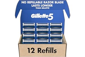 Gillette5 Mens Razor Blade Refills, 12 Count, Lubrastrip for a More Comfortable Shave
