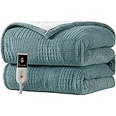 Texciting Heated Blanket Electric Blanket Throw 50''X60''-Heating Throw with 9 Heat Settings-2-10 Hours Auto Off,ETL Certified,Machine Washable (Green)