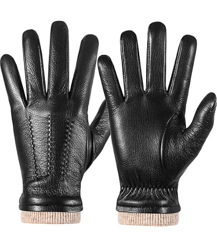 Gants homme en cuir noir et jean doublé cachemire - Florac - Atelier Tuffery Gants homme en cuir noir et jean doublé cachemire - Florac - Atelier Tuffery