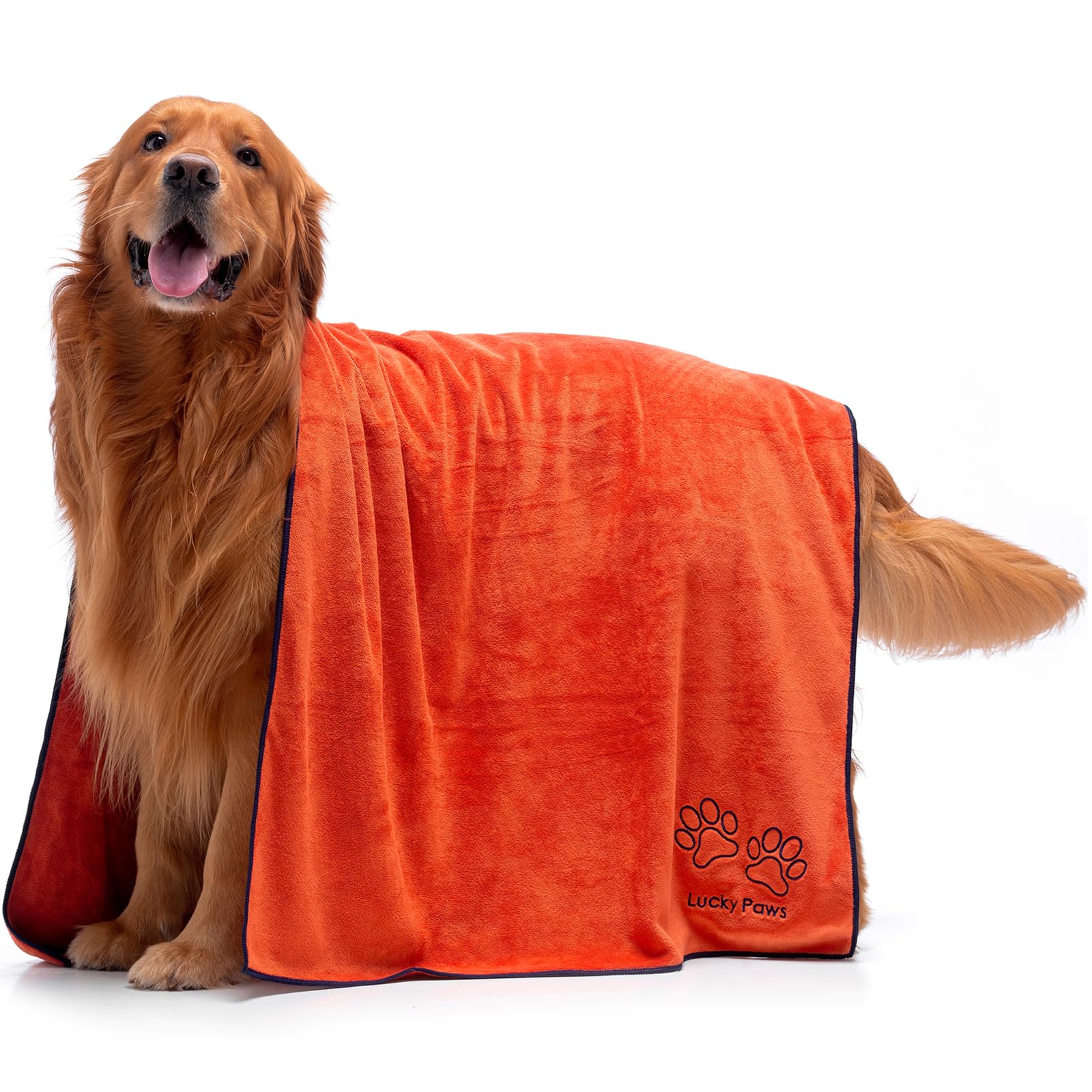 Lucky Paws® UK Dog Towel – Extra Large 140x70cm Dog Towels – Super Absorbent, Luxuriously Soft, Fast Drying Dog Towels for Drying Dogs – Premium Microfibre Dog Towel (Pack of 1, Amber)
