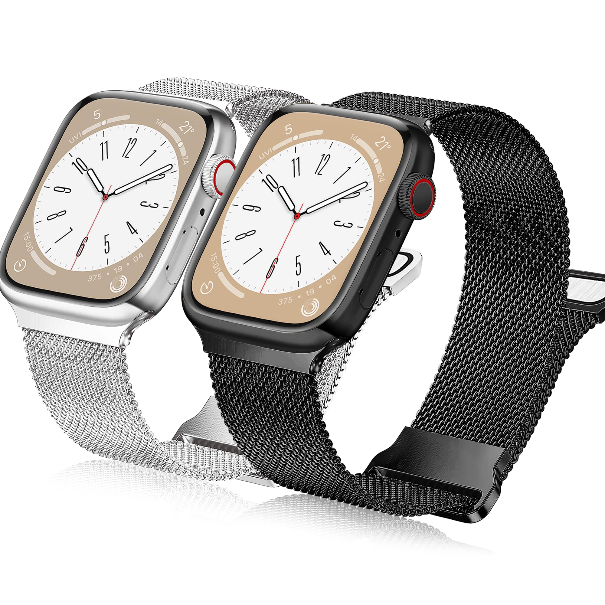 Vamyzji 2 Pcs Magnetic Strap Compatible with Apple Watch Strap 42mm(Series 11 10) 41mm 40mm 38mm,Stainless Steel Mesh Loop Milanese iWatch Strap for Series 11 10 9 8 SE 7 6 5 4 3 2 1,for Women Men