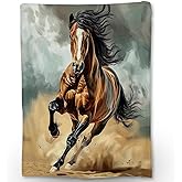 Ti Caldi Brown Horse Blanket, Soft Warm Lightweight Animal Flannel Throw Blanket for Couch, Bed, Travel & Outdoor, Cozy Fluffy Fuzzy Blankets for Adults Men Boys, Home Decor 60×50 in