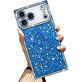 Illians Glitter Case Made for iPhone 17 Pro Max 6.9 Inch Bling Phone Case with Rhinestones Diamond Sequins Design Shockproof Anti-Scratch Luxury Phone Cover for Women - Blue