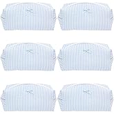 PAZIMIIK 6PCS Cozy Makeup Bag SET Travel Cosmetic Bag for Women Soft Toiletry Bag Aesthetic Makeup Organizer Portable Large Zipper Pouch for Skincare Beauty Accessories Brushes Stripe Blue