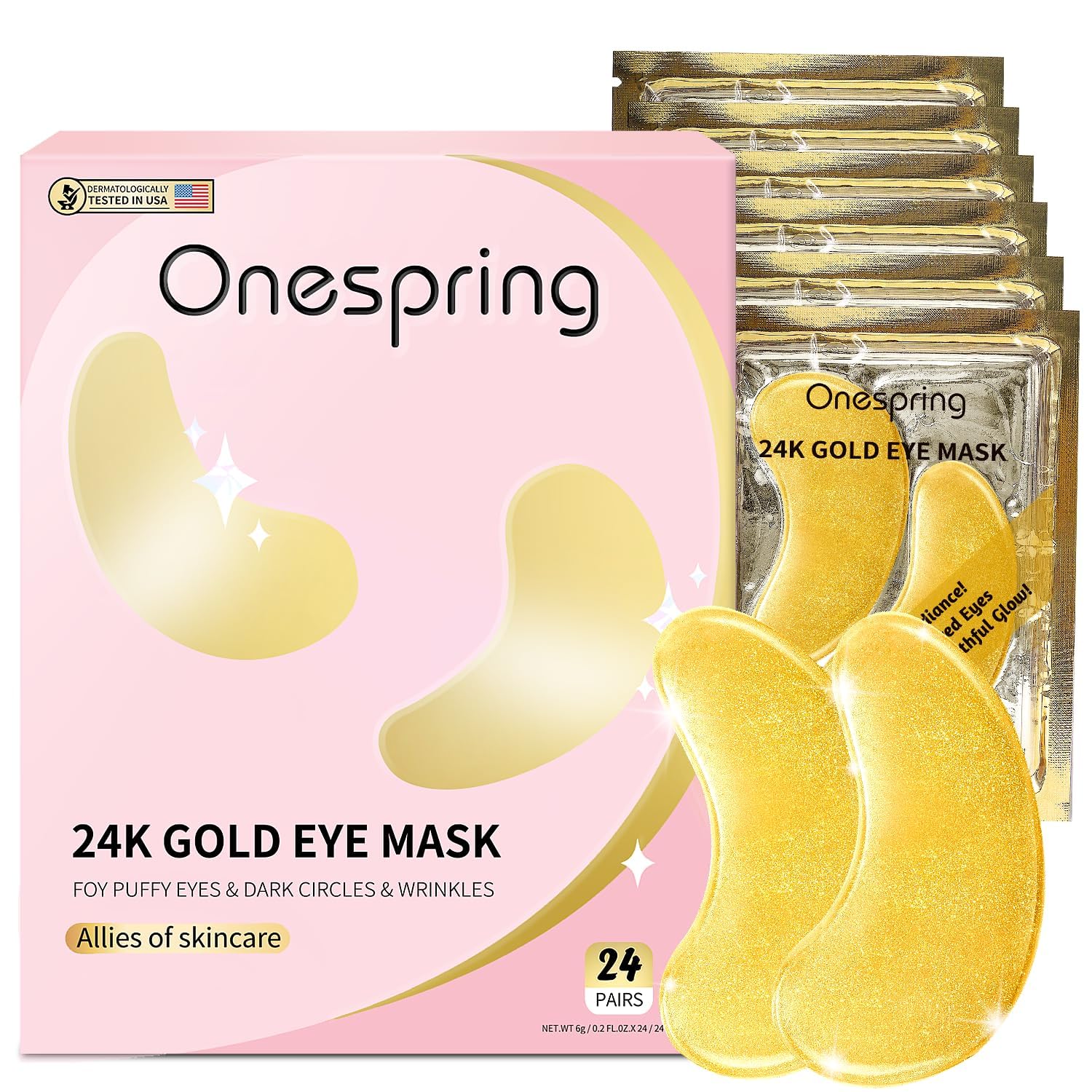 Under Eye Patches (24 Pairs), 24K Gold Under Eye Masks for Dark Circles ...