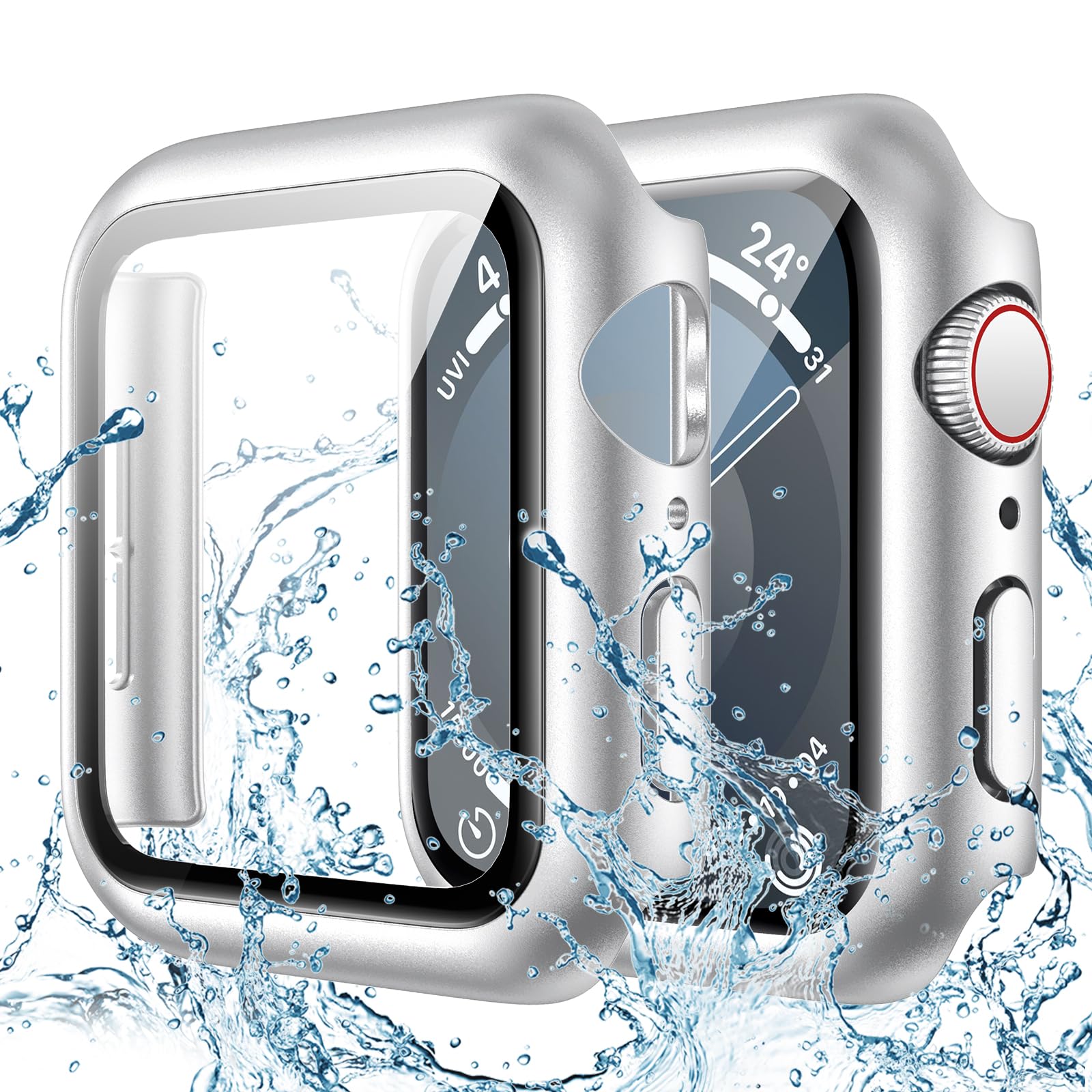 Photo 1 of Goton Waterproof Screen Protector Case Compatible for Apple Watch Series 6/5/4/SE 44mm, Hard Bumper with Tempered Glass for iWatch Cover 44 mm