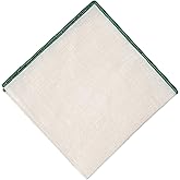 Hell Blues Premium Linen Pocket Square for Men, Off-white with Colored Embroidered Edge Mens Pocket Squares