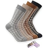 lykicool Thin Merino Wool Crew Socks for Women-Warm Soft Cute Boot Socks, Casual Gift, 4 Pairs(Size 5-10)