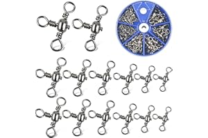 3 Way Fishing Swivels Set - 75pcs Crossline Barrel Swivels T-Turn Triple Crossline Swivels Three Way Swivel Fishing Tackle Co