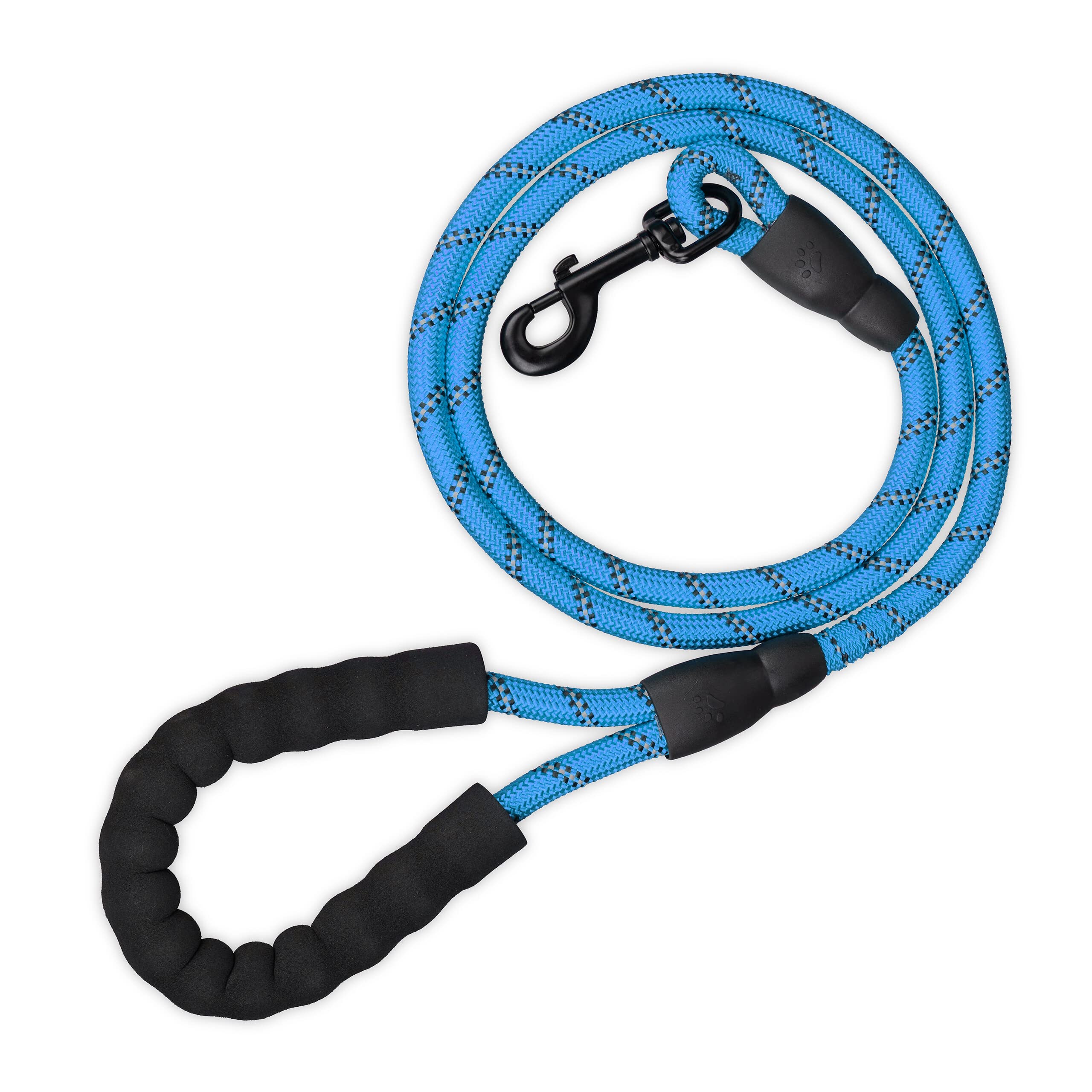 Relaxdays Dog Lead Reflective, 150 cm, Padded Loop, Leash for Small & Large Dogs, up to 50 kg, Nylon, Blue