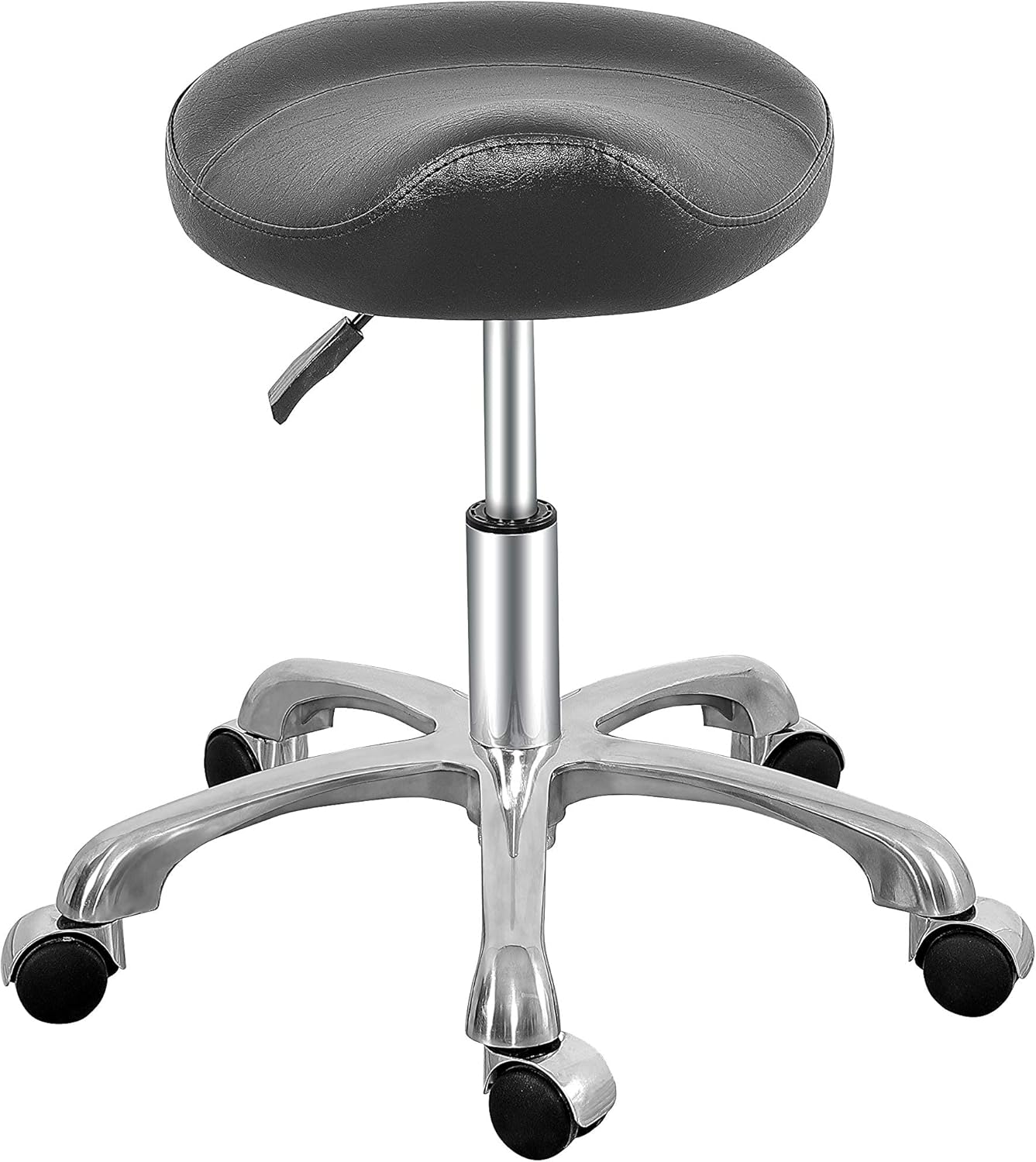 Leather Swivel Saddle Chair Stool,Ergonomic Adjustable Rolling Hydraulic Stool with Wheels for Massage Salon,Home,Office,Clinic,Studio,Lab (Black): Kitchen & Dining