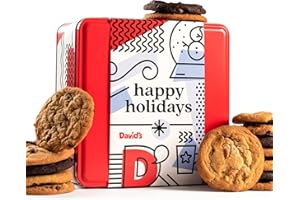 DAVID'S COOKIES David’s Cookies Happy Holidays Assorted Cookies Gift Tin – 2lbs Soft and Gourmet Christmas Cookies Tin – Freshly Baked Holiday Cookies Gift Basket - All Natural and Handmade Christmas Cookies