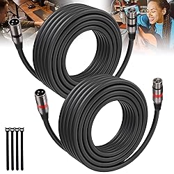 XLR Cables 25FT/8M 2 Packs, Premium Heavy Duty
