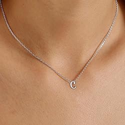 MONOOC Silver Initial Necklces for Women Girls, 14K