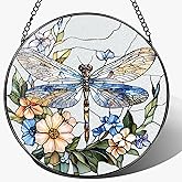 Stained Glass Window Hanging, 8 Inch Dragonfly Stained Glass Suncatcher, Sun Catchers Indoor Window, Dragonfly Decor, Mother's Day, Christmas, Birthday Gift, Gifts for Mom, Sisters, Bestie, and Woman