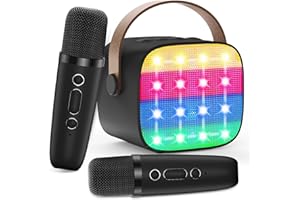MICQUTR Bluetooth Karaoke Machine Toy for Kids- Mini Karaoke with 2 Wireless Microphone, Voice Changer & LED Lights, Portable Karaoke Mic for 3-8 Year Old Girls, Great for Birthday Home Party