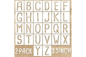 SHYJSHYJ 2 Pack 3.5 Inch Letter Stencils, Reusable Interlocking Templates ABC Alphabet Stencils Kit for Painting Inspirational Quotes Signs on Wood, Wall, Floor, Board, DIY Art Craft Projects