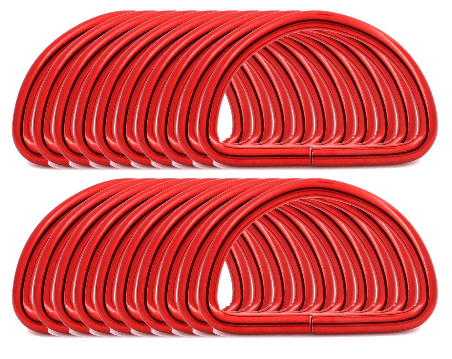 BIKICOCO Metal D-Rings Buckle, 1-1/2 Inch Non-Welded for Webbing Sewing DIY - Red - Pack of 20
