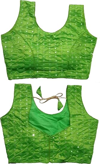 Fashion Women's Multicolor Heavy Real Mirror Work Readymade Saree Blouse