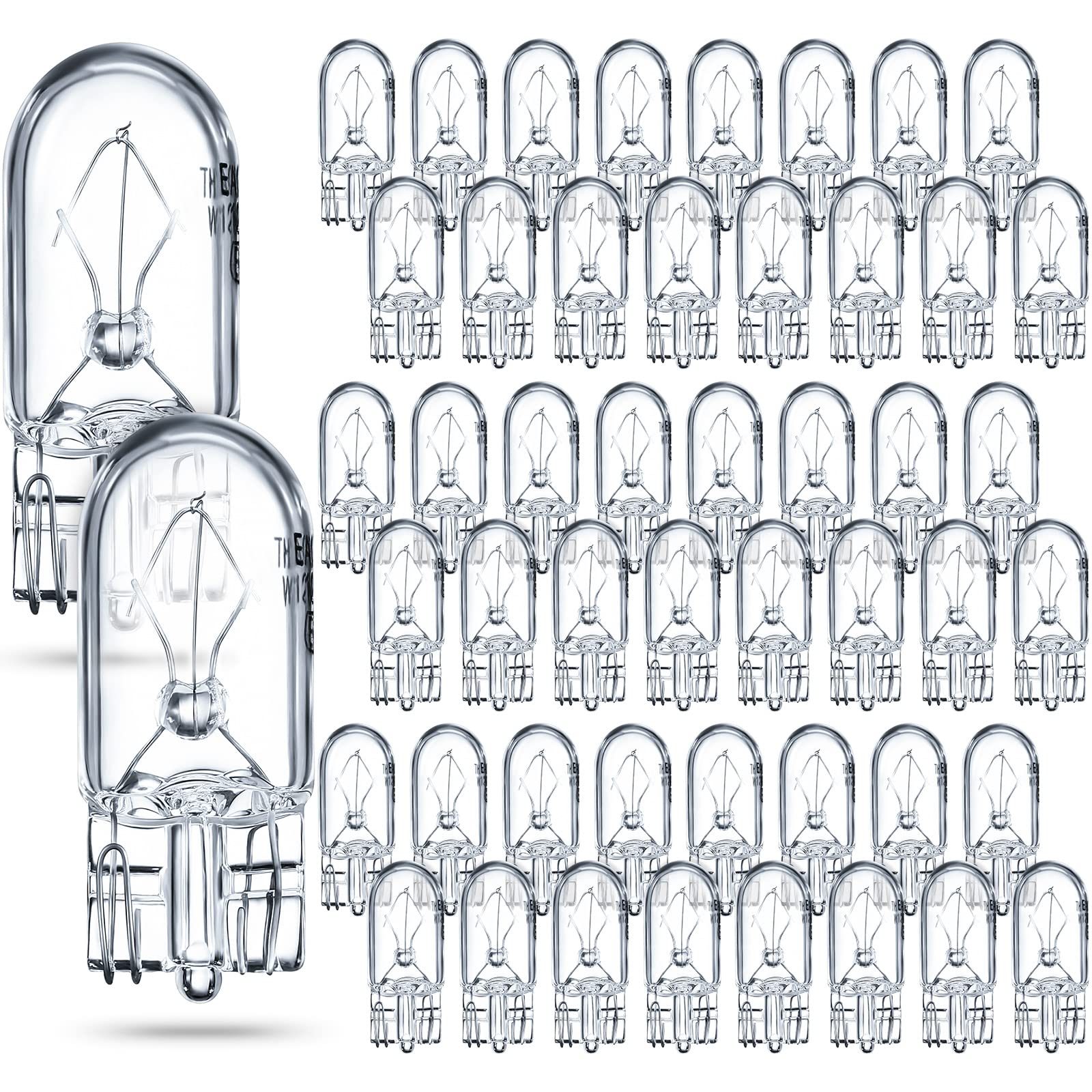 20 Pack - 12V 5W T3 1/4 Wedge Base Clear Bulbs - For Landscape Lighting, RV, Cabinets (2.68cm Length)