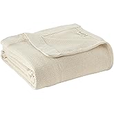 100% Organic Cotton Blanket - GOTS & Fairtrade Certified Organic Cotton Throw Blanket for Bed with Warm & Breathable Single Knit Weave - Great as Bedspread or Coverlet (Natural, Twin)