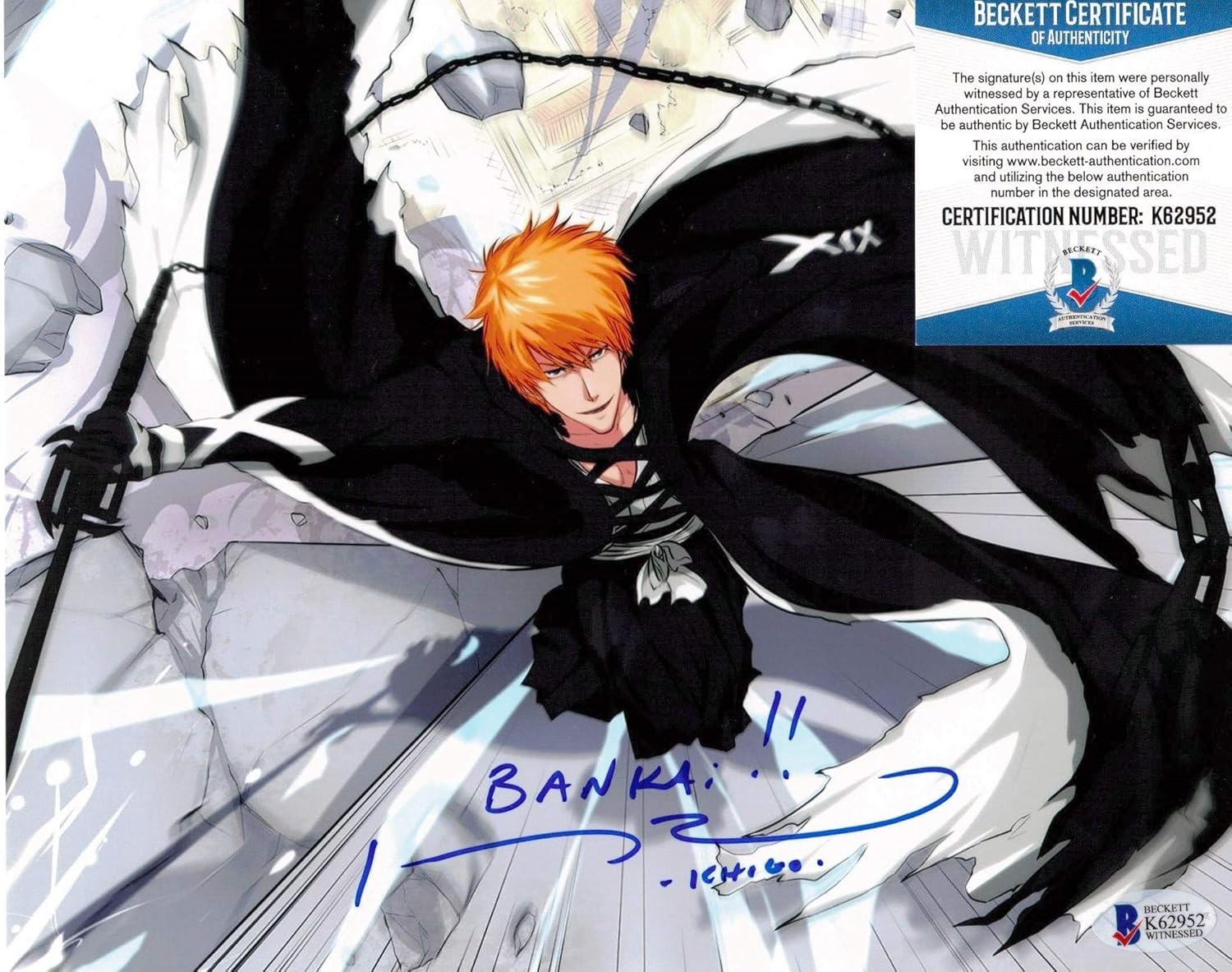 Johnny Yong Bosch autographed 8x10 Photograph Ichigo Kurosaki Bleach Voice Actor Beckett