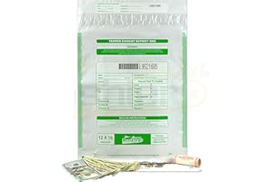 100 Cashier Depot Tamper Evident Bank Deposit Bags, 12" x 16" White/Opaque, Serialized Numbering, Barcode, Press & Seal Void Closure Tape (100 Bags)