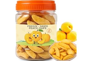 SEAYOFA 4.94 oz Freeze Dried Yellow Peach Chips, Crispy Freeze-Dried Peaches Fruit, Low-Calorie & High in Dietary Fiber, Kids’ Fruit Treat – Perfect for Desserts, Yogurt, Cereal, and Smoothies