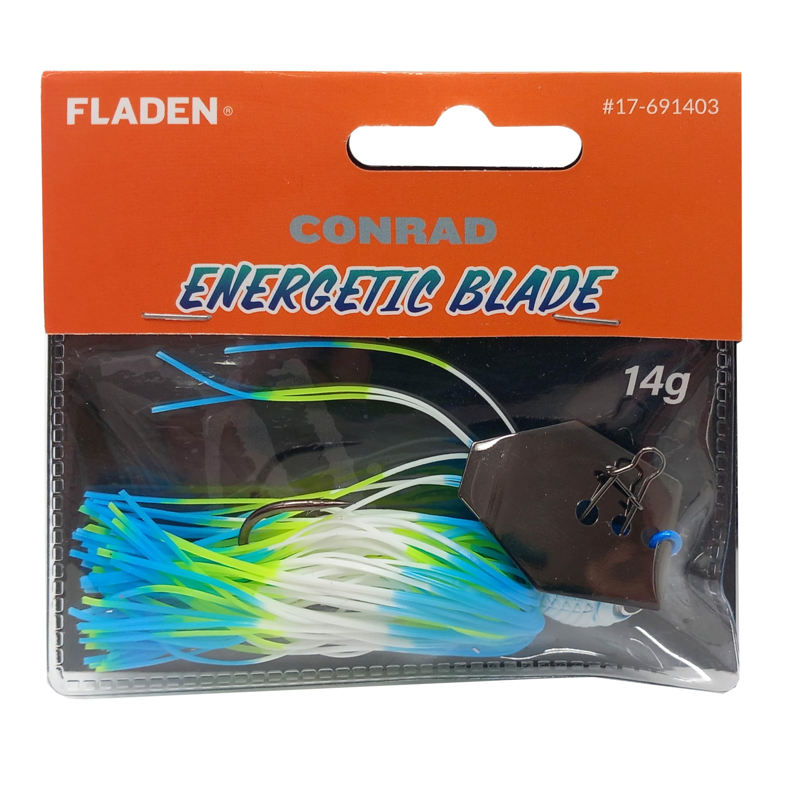 FLADEN Fishing - CONRAD 14g Energetic Bladed Chatterbait Lure - Vibrating Blade - Multiple Colour Options - Ideal for Predatory Fish (Blue/Yellow/White) [17-691403]