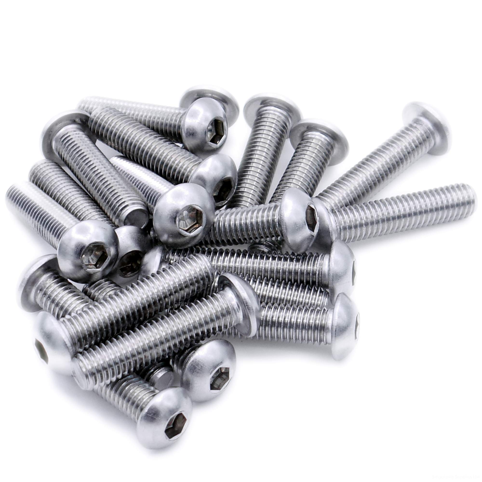 M4 (4mm x 25mm) Hex Socket Button Machine Screw (Bolt) - Stainless Steel (A2) (Pack of 20)